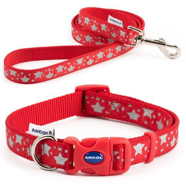 Fashion Collars & Leads | Red Reflective Stars