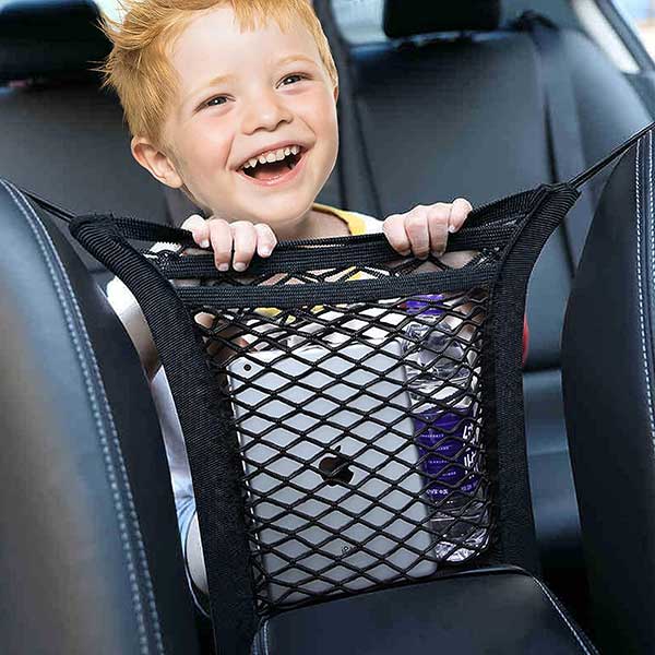 Elasticated Car Seat Barrier Net with Storage